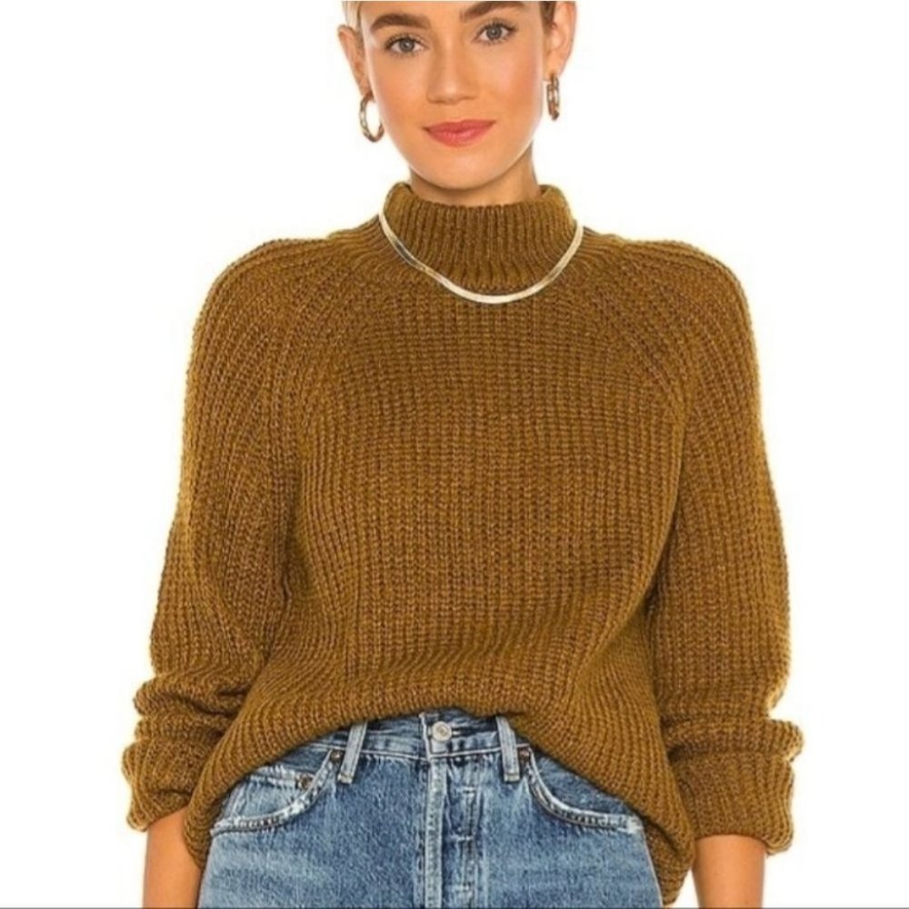 Cupcakes and Cashmere Griffith Vintage Gold Green Chunky Knit Sweater Small
